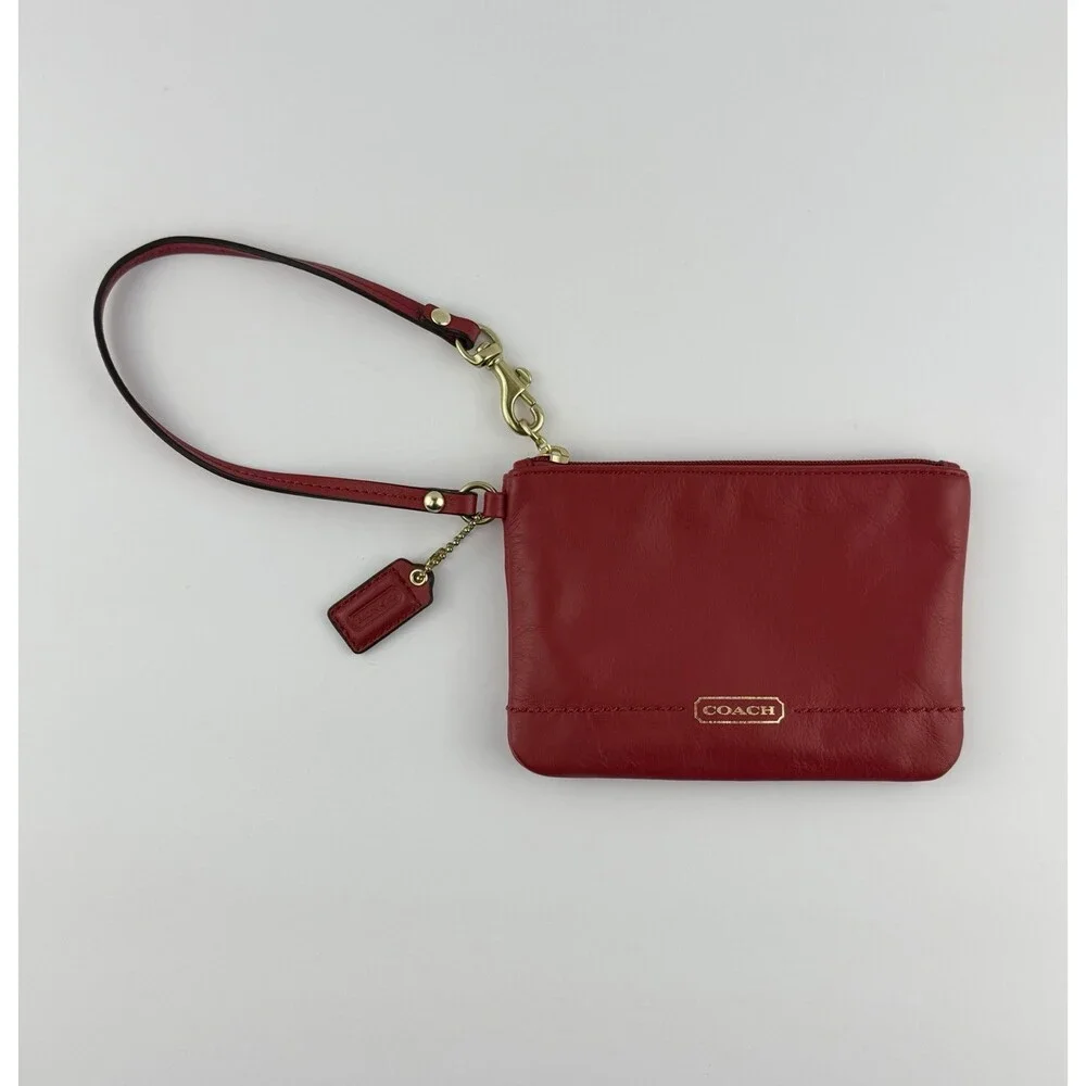 Beautiful COACH Red Smooth Leather Wristlet